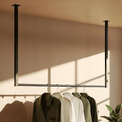 CLP Kleiderstange Fenton I Kleiderständer für Deckenmontage I Garderobenstange aus Metall I für Flur, Garderobe und Schlafzimmer, Größe:100x80 cm CLP Kleiderstange Fenton I Kleiderständer für Deckenmontage I Garderobenstange aus Metall I für Flur, Garderobe und Schlafzimmer, Größe:100x80 cm