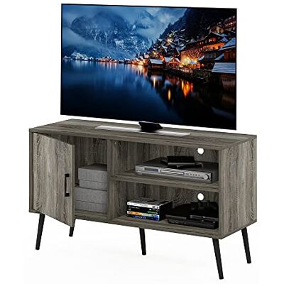 Furinno Claude TV-Ständer bis 45 inch mit Holzbeinen, Graue Eiche Mid-Century Entertainment-Center, geschlossener Stauraum, Kabelöffnungen, verstellbare Einlegeböden, Wohn- und Schlafzimmer Furinno Claude TV-Ständer bis 45 inch mit Holzbeinen, Graue Eiche Mid-Century Entertainment-Center, geschlossener Stauraum, Kabelöffnungen, verstellbare Einlegeböden, Wohn- und Schlafzimmer