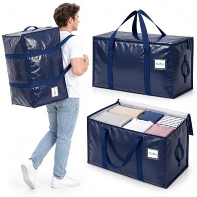 Velway Aufbewahrungstasche 94L Groß 2er Set Umzugstaschen Reißverschluss Faltbare Storage Bag wasserfest & stapelbar für Umzug, Kleidung, Bettwäsche, Camping – Heavy-Duty Umzugskartons Ersatz Velway Aufbewahrungstasche 94L Groß 2er Set Umzugstaschen Reißverschluss Faltbare Storage Bag wasserfest & stapelbar für Umzug, Kleidung, Bettwäsche, Camping – Heavy-Duty Umzugskartons Ersatz