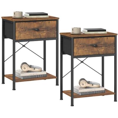 SONGMICS 2er Set Nachttisch mit offener Ablage, 1 Stoffschublade LGS101K101-2J SONGMICS 2er Set Nachttisch mit offener Ablage, 1 Stoffschublade LGS101K101-2J