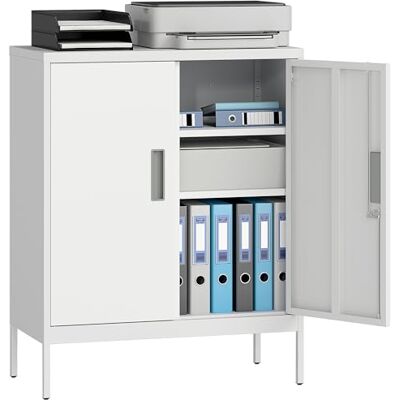 HOMCOM Aktenschrank, abschließbar Büroschrank mit 2 Türen, 2 höhenverstellbaren Einlegeböden, Schloss, Aufbewahrungsschrank aus Stahl, für Büro, Arbeitszimmer, 80 x 40 x 100 cm, Weiß HOMCOM Aktenschrank, abschließbar Büroschrank mit 2 Türen, 2 höhenverstellbaren Einlegeböden, Schloss, Aufbewahrungsschrank aus Stahl, für Büro, Arbeitszimmer, 80 x 40 x 100 cm, Weiß