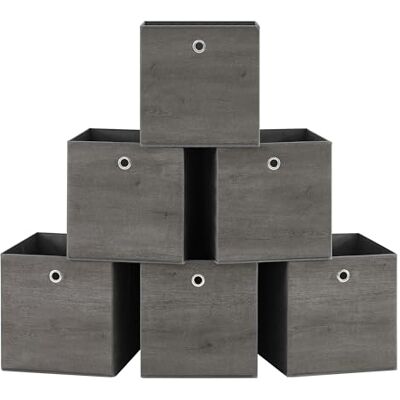 SONGMICS Aufbewahrungsbox 6er Set, Faltbox, 30 x 30 x 30 cm Ordnungsboxen, Stoffbox, Organizer für Kleidung, Vliesstoff, für Würfelregal, Grau, TINA Kollektion RFB102G01 SONGMICS Aufbewahrungsbox 6er Set, Faltbox, 30 x 30 x 30 cm Ordnungsboxen, Stoffbox, Organizer für Kleidung, Vliesstoff, für Würfelregal, Grau, TINA Kollektion RFB102G01
