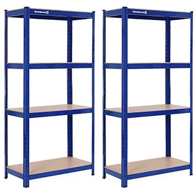 SONGMICS Schwerlastregal, 2er Set, 40 x 80 x 160 cm, bis 520 kg belastbar Lagerregal, Kellerregal, Werkstattregal, Steckregal, 4 verstellbare Ablagen, Regal aus Metall, Keller, Garage, blau SONGMICS Schwerlastregal, 2er Set, 40 x 80 x 160 cm, bis 520 kg belastbar Lagerregal, Kellerregal, Werkstattregal, Steckregal, 4 verstellbare Ablagen, Regal aus Metall, Keller, Garage, blau