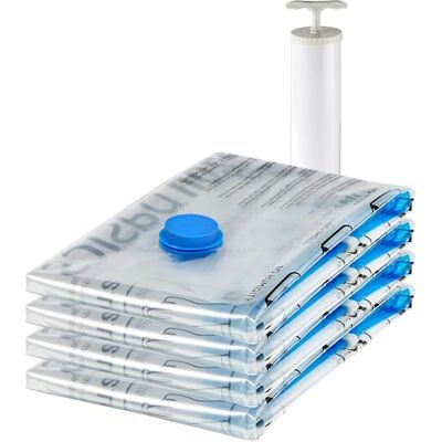 Amazon Vakuum-Kompressionsbeutel, Aufbewahrungsbeutel, mit Handpumpe, Reißverschluss, Größe X-Jumbo, 4-er Pack, für Kleidung, Transparent Amazon Vakuum-Kompressionsbeutel, Aufbewahrungsbeutel, mit Handpumpe, Reißverschluss, Größe X-Jumbo, 4-er Pack, für Kleidung, Transparent