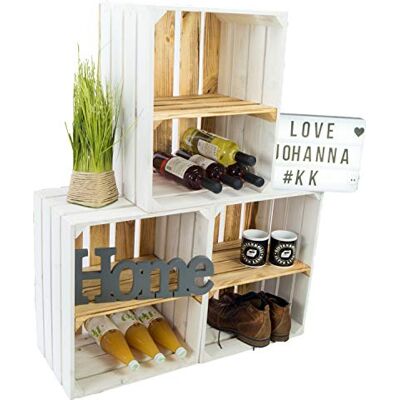 Kistenkolli Altes Land 3er Set Holzkisten Paula weiss mit geflammten Boden ca. 50x40x30cm Johanna Aufbewahrungsbox Aufbewahrungskiste Regalkiste Apfelkisten Weinkisten Schuhregal Bücherregal (3er set Paula geflammt Quer) Kistenkolli Altes Land 3er Set Holzkisten Paula weiss mit geflammten Boden ca. 50x40x30cm Johanna Aufbewahrungsbox Aufbewahrungskiste Regalkiste Apfelkisten Weinkisten Schuhregal Bücherregal (3er set Paula geflammt Quer)