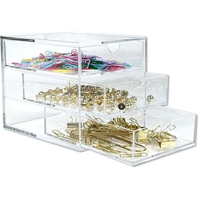 OSCO Stapelbare Kommode aus transparentem Acryl mit 3 Schubladen, nicht A4-Größe, Aufbewahrung für kleine Gegenstände, stapelbar, Lego-Behälter, Make-up-Behälter, Schmuckschatulle, 13,7 x 12,5 x 16,2 OSCO Stapelbare Kommode aus transparentem Acryl mit 3 Schubladen, nicht A4-Größe, Aufbewahrung für kleine Gegenstände, stapelbar, Lego-Behälter, Make-up-Behälter, Schmuckschatulle, 13,7 x 12,5 x 16,2