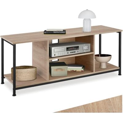 tectake ® Industrial Lowboard, TV Ständer Regal, Kommode mit 4 offenen Fächern, 110/120 x 40 x 50,5 cm, Fernsehtisch, TV Board, Wohnzimmer Möbel, Sideboard 120 cm, Industrial Holz dunkel, rustikal tectake ® Industrial Lowboard, TV Ständer Regal, Kommode mit 4 offenen Fächern, 110/120 x 40 x 50,5 cm, Fernsehtisch, TV Board, Wohnzimmer Möbel, Sideboard 120 cm, Industrial Holz dunkel, rustikal