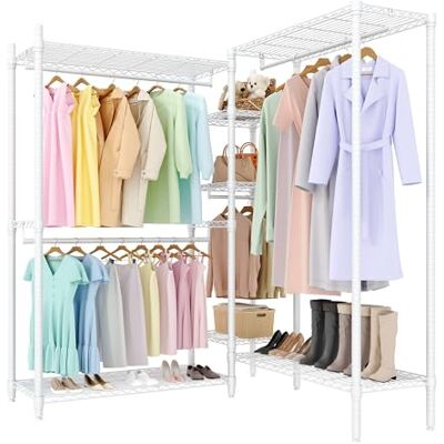 GarveeHome Schwerlast Kleiderständer, Freistehender Kleiderschrank mit Höhenverstellbaren Einlegeböden, 225*45*180 cm, Tragkraft bis 740 kg – Stabile Kleiderstange für für Schlafzimmer, Wohnzimmer GarveeHome Schwerlast Kleiderständer, Freistehender Kleiderschrank mit Höhenverstellbaren Einlegeböden, 225*45*180 cm, Tragkraft bis 740 kg – Stabile Kleiderstange für für Schlafzimmer, Wohnzimmer