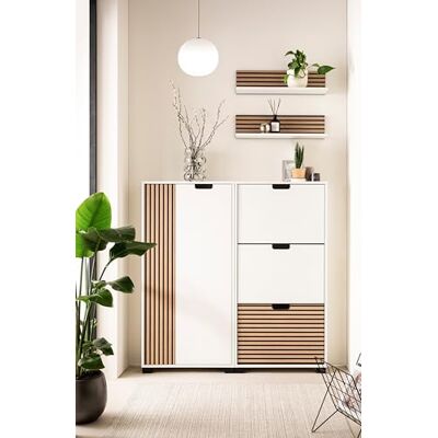 Schildmeyer Flurmöbel-Set Ryker 702065, Schuhschrank, Highboard, Regal, Mattweiß/Akustikpaneel Optik Schildmeyer Flurmöbel-Set Ryker 702065, Schuhschrank, Highboard, Regal, Mattweiß/Akustikpaneel Optik