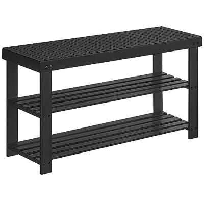SONGMICS Schuhbank, Schuhregal mit 3 Ebenen, Schuhablage aus Bambus, bis 130 kg belastbar, 28,7 x 90 x 45,3 cm, für Flur, Badezimmer, Schlafzimmer, schwarz LBS090B33 SONGMICS Schuhbank, Schuhregal mit 3 Ebenen, Schuhablage aus Bambus, bis 130 kg belastbar, 28,7 x 90 x 45,3 cm, für Flur, Badezimmer, Schlafzimmer, schwarz LBS090B33