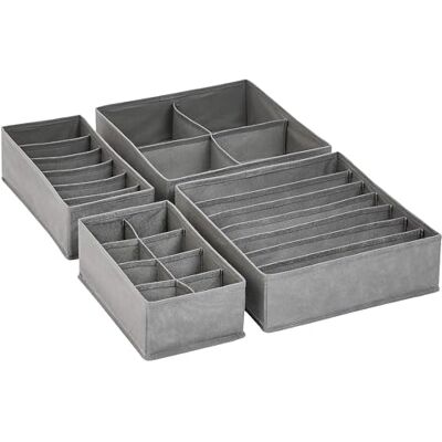 Amazon Schubladen-Organizer für Unterwäsche, 4 Stück, grau Amazon Schubladen-Organizer für Unterwäsche, 4 Stück, grau