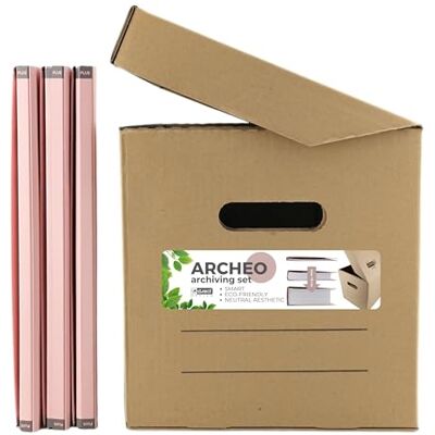 D.RECT Archivbox ARCHEO Set Lagerbox 250x340x260 mm Klappdeckelbox Archivschachtel Aktenkarton mit 3 pastellfarbene Zero Max Ordner Rosa D.RECT Archivbox ARCHEO Set Lagerbox 250x340x260 mm Klappdeckelbox Archivschachtel Aktenkarton mit 3 pastellfarbene Zero Max Ordner Rosa