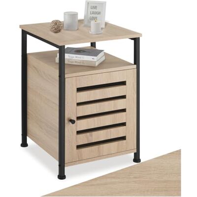 tectake ® Beistellschrank, Nachttisch mit Ablage, Nachtschrank aus Holz und Metall, 40,5 x 60,5 cm, Deko Schlafzimmer, Wohnzimmer, Zimmer Deko, Blumenständer Industrial Holz hell, Eiche Sonoma tectake ® Beistellschrank, Nachttisch mit Ablage, Nachtschrank aus Holz und Metall, 40,5 x 60,5 cm, Deko Schlafzimmer, Wohnzimmer, Zimmer Deko, Blumenständer Industrial Holz hell, Eiche Sonoma