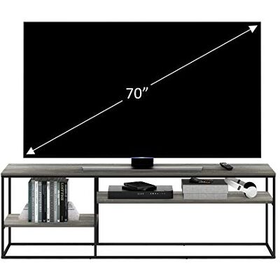 Furinno Moretti moderner Lifestyle-TV-Ständer, Entertainment-Center für Fernseher bis 198 cm, für Wohnzimmer, Schlafzimmer, Graue Eiche Furinno Moretti moderner Lifestyle-TV-Ständer, Entertainment-Center für Fernseher bis 198 cm, für Wohnzimmer, Schlafzimmer, Graue Eiche