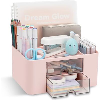 RISEMART Schreibtischorganisator mit 2 Schubladen, multifunktionaler Stifthalter für den Schreibtisch, Schreibtischorganisatoren und Aufbewahrung mit 5 Fächern, Desktop-Organizer für Büro RISEMART Schreibtischorganisator mit 2 Schubladen, multifunktionaler Stifthalter für den Schreibtisch, Schreibtischorganisatoren und Aufbewahrung mit 5 Fächern, Desktop-Organizer für Büro