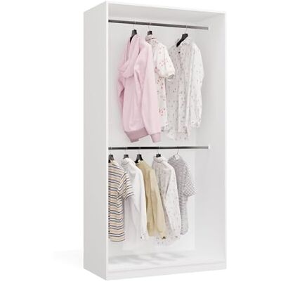 BDW OPENO Modulares Garderoben Set – Offener Kleiderschrank Moderne Garderobe mit Kleiderstangen, Schubladen, Regalen und Aufsätzen für Schlafzimmer, Flur oder Ankleidezimmer Modul 2W, Weiß BDW OPENO Modulares Garderoben Set – Offener Kleiderschrank Moderne Garderobe mit Kleiderstangen, Schubladen, Regalen und Aufsätzen für Schlafzimmer, Flur oder Ankleidezimmer Modul 2W, Weiß