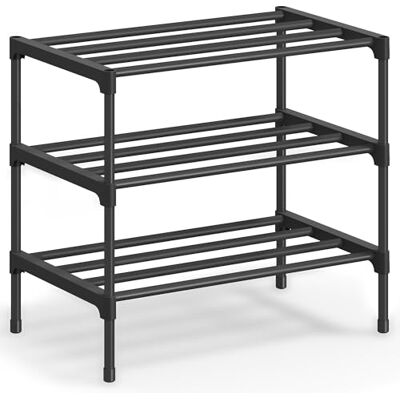 SONGMICS Schuhregal, 3 Ebenen, Schuhablage schmal, Schuh-Organizer Metall, Flur, Wohnzimmer, Kleiderschrank, platzsparend, stapelbar, 30 x 45 x 48,5 cm, schwarz LSA113BH01 SONGMICS Schuhregal, 3 Ebenen, Schuhablage schmal, Schuh-Organizer Metall, Flur, Wohnzimmer, Kleiderschrank, platzsparend, stapelbar, 30 x 45 x 48,5 cm, schwarz LSA113BH01