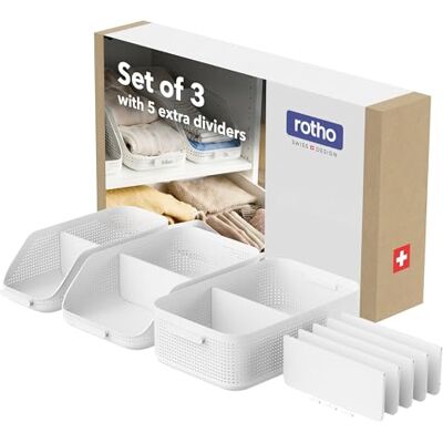 Rotho WOP Schubladen Organizer 3er-Set Schrank Organizer für Kleidung Weiß Aufbewahrungsbox, Kleiderschrank Organizer mit Trays und Schubladentrennern, für gefaltete Kleidung und tiefe Fächer Rotho WOP Schubladen Organizer 3er-Set Schrank Organizer für Kleidung Weiß Aufbewahrungsbox, Kleiderschrank Organizer mit Trays und Schubladentrennern, für gefaltete Kleidung und tiefe Fächer