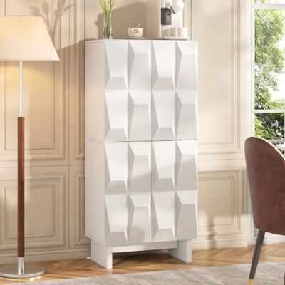 Merax Schuhschrank Sideboard 60,5x34x135,5 cm mit 4 Türen, 4 Fächern & verstellbaren Böden – Weiß Merax Schuhschrank Sideboard 60,5x34x135,5 cm mit 4 Türen, 4 Fächern & verstellbaren Böden – Weiß