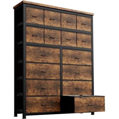 GarveeHome Kommode Mit 16 Stoffschubladen, Stauraum-Schrank Für Schlafzimmer, Wohnzimmer, Büro & Kinderzimmer – Stabile Aufbewahrungskommode Mit Metallrahmen, Braun GarveeHome Kommode Mit 16 Stoffschubladen, Stauraum-Schrank Für Schlafzimmer, Wohnzimmer, Büro & Kinderzimmer – Stabile Aufbewahrungskommode Mit Metallrahmen, Braun