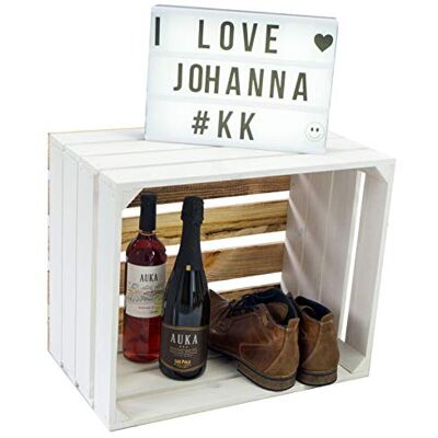 Kistenkolli Altes Land Holzkiste Paula Weiss mit geflammten Boden 50x40x30cm Aufbewahrungsbox Regalkiste Apfelkisten Weinkisten Schuhregal Bücherregal Kleiderschrank (Paula weiß OHNE) Kistenkolli Altes Land Holzkiste Paula Weiss mit geflammten Boden 50x40x30cm Aufbewahrungsbox Regalkiste Apfelkisten Weinkisten Schuhregal Bücherregal Kleiderschrank (Paula weiß OHNE)