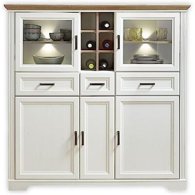 INNOSTYLE - Jasmin - pinie weiß - Eichenabsetzung - Highboard INNOSTYLE - Jasmin - pinie weiß - Eichenabsetzung - Highboard