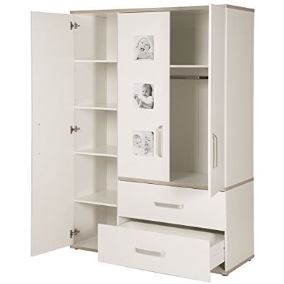 roba Kleiderschrank Babyzimmer 'Moritz', Kinderschrank 3-türig mit 3 Bilderrahmen, weiß, 'Luna Elm' roba Kleiderschrank Babyzimmer 'Moritz', Kinderschrank 3-türig mit 3 Bilderrahmen, weiß, 'Luna Elm'