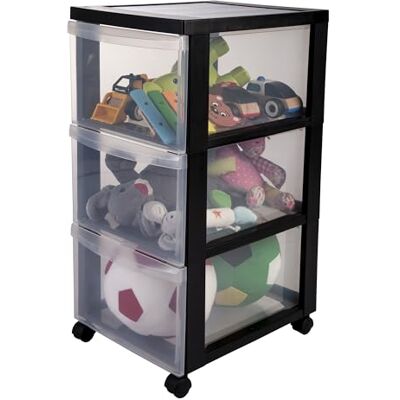 Iris Ohyama Kunststoff-Schubladenbox mit Rollen, 3 tiefen Schubladen, Schwarz, Griffe zum Ziehen, Für Schlafzimmer, Bad, Schule & Büro, BPA-frei, Schubladenschrank, Rollcontainer, A4 Drawer, DC-303 Iris Ohyama Kunststoff-Schubladenbox mit Rollen, 3 tiefen Schubladen, Schwarz, Griffe zum Ziehen, Für Schlafzimmer, Bad, Schule & Büro, BPA-frei, Schubladenschrank, Rollcontainer, A4 Drawer, DC-303
