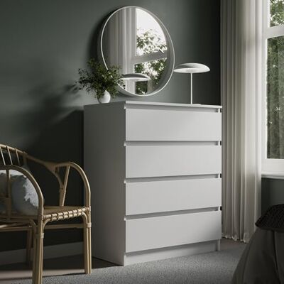 Home Collective Kommode 80cm breit mit 4 Schubladen Kommode Weiß schmal Holz Schrank mit Schubladen Sideboard Highboard Anrichte Schlafzimmer Wohnzimmer Flur Büro Organizer Breite 80 cm Höhe 100 cm Home Collective Kommode 80cm breit mit 4 Schubladen Kommode Weiß schmal Holz Schrank mit Schubladen Sideboard Highboard Anrichte Schlafzimmer Wohnzimmer Flur Büro Organizer Breite 80 cm Höhe 100 cm