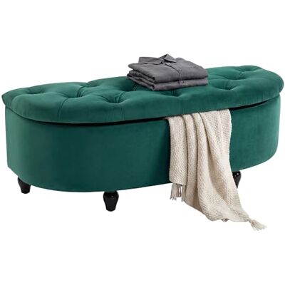 HOMCOM Sitzbank mit Stauraum Polsterbank mit Samtoptik, geöffnetem Deckel Sitztruhe mit Holzbeine, Truhenbank für Wohnzimmer Flur Schlafzimmer 118 x 45 x 45 cm Dunkelgrün HOMCOM Sitzbank mit Stauraum Polsterbank mit Samtoptik, geöffnetem Deckel Sitztruhe mit Holzbeine, Truhenbank für Wohnzimmer Flur Schlafzimmer 118 x 45 x 45 cm Dunkelgrün