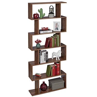 Relaxdays Bücherregal, 6 Fächer, HBT: 190,5 x 80 x 23 cm, modernes Design, Holzoptik, Standregal Wohnzimmer, Büro, braun Relaxdays Bücherregal, 6 Fächer, HBT: 190,5 x 80 x 23 cm, modernes Design, Holzoptik, Standregal Wohnzimmer, Büro, braun