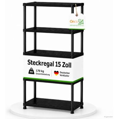 Ondis24 Steckregal 71x35x172 cm Kunststoffregal bis 170 kg Lagerregal, 15 Zoll Schwerlastregal, bis zu 170 kg belastbar Ondis24 Steckregal 71x35x172 cm Kunststoffregal bis 170 kg Lagerregal, 15 Zoll Schwerlastregal, bis zu 170 kg belastbar