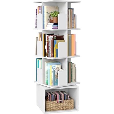 VASAGLE Custos Kollektion Drehbares Bücherregal, Aufbewahrungsregal mit 4 Ebenen, Standregal mit offenen Fächern, 40 x 40 x 124,6 cm, für Schlafzimmer, Wohnzimmer, Büro, wolkenweiß LBC471WB01 VASAGLE Custos Kollektion Drehbares Bücherregal, Aufbewahrungsregal mit 4 Ebenen, Standregal mit offenen Fächern, 40 x 40 x 124,6 cm, für Schlafzimmer, Wohnzimmer, Büro, wolkenweiß LBC471WB01