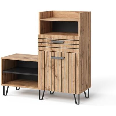 Vicco Schuhschrank Amber, Eiche Wotan, 100 x 100 cm mit Tür und Schublade, zur Ablage von Büchern, Lampen und Alltagsgegenständen Vicco Schuhschrank Amber, Eiche Wotan, 100 x 100 cm mit Tür und Schublade, zur Ablage von Büchern, Lampen und Alltagsgegenständen