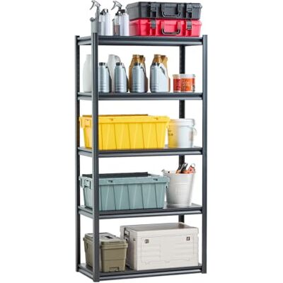 VEVOR Lagerregal, 907 kg, Steckregal, Kellerregal, Robustes verstellbares Metall-Garagenregal, 5 Ebenen, 457,2x914,4x1828,8 mm, Regal für Küche, Werkstatt, Keller, Lager, schwarz VEVOR Lagerregal, 907 kg, Steckregal, Kellerregal, Robustes verstellbares Metall-Garagenregal, 5 Ebenen, 457,2x914,4x1828,8 mm, Regal für Küche, Werkstatt, Keller, Lager, schwarz