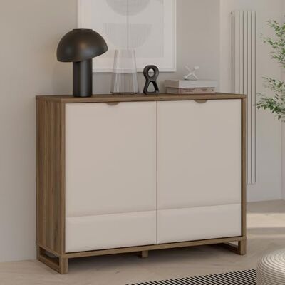 Forte MAREDA Kommode 115, Moderne Kommode mit Zwei Türen und Einlegeböden, Kaschmir/Beige, Valencia Eiche Dekor/Sand, 114,5 cm breit, 93,3 cm hoch, 41,9 cm tief Forte MAREDA Kommode 115, Moderne Kommode mit Zwei Türen und Einlegeböden, Kaschmir/Beige, Valencia Eiche Dekor/Sand, 114,5 cm breit, 93,3 cm hoch, 41,9 cm tief