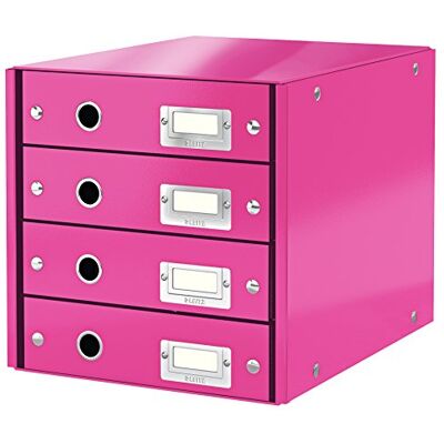 Leitz Rosa Aufbewahrungsbox - 4 Schubladen A4 Click & Store Leitz Rosa Aufbewahrungsbox - 4 Schubladen A4 Click & Store