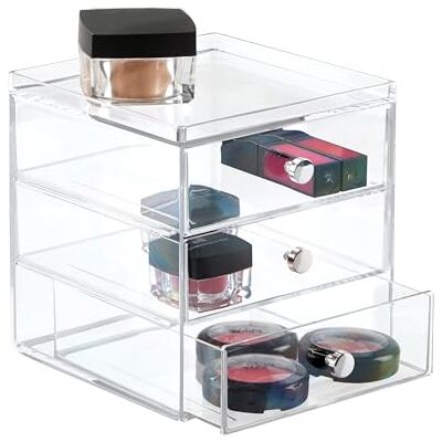 InterDesign iDesign Schubladenbox für Kosmetik, kompakter Make-Up Organizer mit 3 Schubladen aus Kunststoff, stapelbarer Schubladenturm für Schminke, Kosmetika & mehr, durchsichtig InterDesign iDesign Schubladenbox für Kosmetik, kompakter Make-Up Organizer mit 3 Schubladen aus Kunststoff, stapelbarer Schubladenturm für Schminke, Kosmetika & mehr, durchsichtig