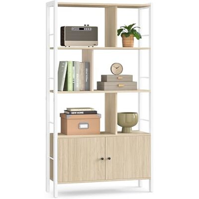VASAGLE Bücherregal, Bücherschrank mit 4 offenen Regalebenen, Regal, Standregal, geräumiger Wohnzimmerschrank, Küche, Büro, Stahlgestell, modern, naturbeige-wolkenweiß LBC022LL01 VASAGLE Bücherregal, Bücherschrank mit 4 offenen Regalebenen, Regal, Standregal, geräumiger Wohnzimmerschrank, Küche, Büro, Stahlgestell, modern, naturbeige-wolkenweiß LBC022LL01