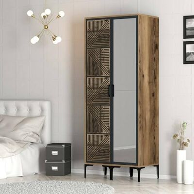 Dmora Kleiderschrank 2 Türen Mirfak 80x201,4 cm Braun, Garderobe Dmora Kleiderschrank 2 Türen Mirfak 80x201,4 cm Braun, Garderobe