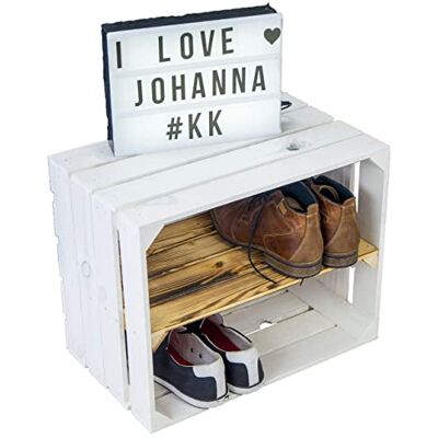 Kistenkolli Altes Land Weiße Obstkiste Schuh- Bücherregalkiste Weinkiste Maße ca 50 x 40 x 31cm Holzkiste Dekokiste Regal (geflammtes Mittelbrett längs) Kistenkolli Altes Land Weiße Obstkiste Schuh- Bücherregalkiste Weinkiste Maße ca 50 x 40 x 31cm Holzkiste Dekokiste Regal (geflammtes Mittelbrett längs)