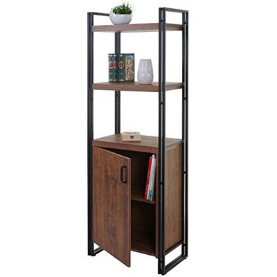 Mendler Bücherregal HWC-A27, Staufach mit Tür, 165x55cm, Wiildeiche-Optik Regal, Standregal, Wohnregal, 3D-Struktur Mendler Bücherregal HWC-A27, Staufach mit Tür, 165x55cm, Wiildeiche-Optik Regal, Standregal, Wohnregal, 3D-Struktur