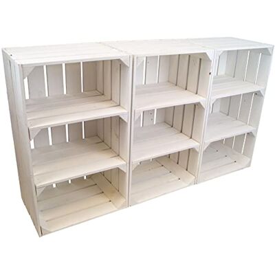 Kistenkolli Altes Land hohe Holzkiste Willi mit Zwei Zwischenbrettern 68x40x30cm HxBxT Schuhregal Bücherregal Nachttisch Weinregal (3er Set, Weiss) Kistenkolli Altes Land hohe Holzkiste Willi mit Zwei Zwischenbrettern 68x40x30cm HxBxT Schuhregal Bücherregal Nachttisch Weinregal (3er Set, Weiss)