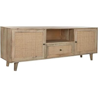 DRW Buffet TV-Schrank, mit massivem Griff und Rattan, mit Schublade und Türen, 180 x 40 x 64 cm DRW Buffet TV-Schrank, mit massivem Griff und Rattan, mit Schublade und Türen, 180 x 40 x 64 cm