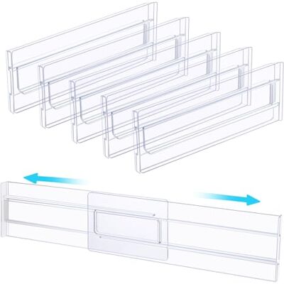 ASelected 6 Stück Kunststoff Schubladentrenner Verstellbare Schubladen aus Kunststoff Transparente Schubladentrenner für Küche Schlafzimmer Büro Schreibtisch Kommode ASelected 6 Stück Kunststoff Schubladentrenner Verstellbare Schubladen aus Kunststoff Transparente Schubladentrenner für Küche Schlafzimmer Büro Schreibtisch Kommode