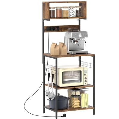 HOMCOM Küchenregal Standregal, 5 S-Haken, 60 x 42 x 153 cm, Rustikal-Braun HOMCOM Küchenregal Standregal, 5 S-Haken, 60 x 42 x 153 cm, Rustikal-Braun