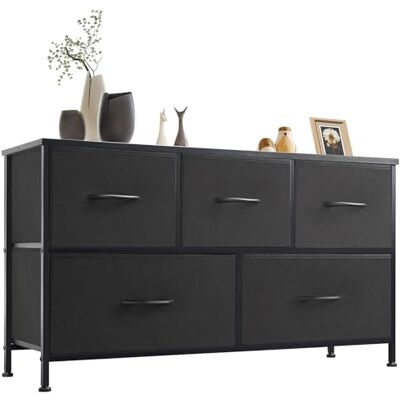 Sweetcrispy Kommode mit 5 stoffschubladen,Sideboard,Schwarz Sweetcrispy Kommode mit 5 stoffschubladen,Sideboard,Schwarz