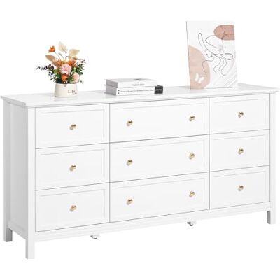 VEVOR Kommode mit 9 Schubladen, Holzkommode mit Schiebe- und Kippschutz, minimalistischer Retro-Schubladenschrank TV-Ständer, Organizer für Wohnzimmer Schlafzimmer Eingangsbereich (weiß) VEVOR Kommode mit 9 Schubladen, Holzkommode mit Schiebe- und Kippschutz, minimalistischer Retro-Schubladenschrank TV-Ständer, Organizer für Wohnzimmer Schlafzimmer Eingangsbereich (weiß)