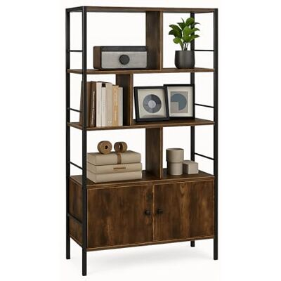 Relaxdays Bücherregal, HxBxT: 154,5 x 74 x 30 cm, 3 offene Ebenen, Regal mit Unterschrank, Industrial, braun/schwarz Relaxdays Bücherregal, HxBxT: 154,5 x 74 x 30 cm, 3 offene Ebenen, Regal mit Unterschrank, Industrial, braun/schwarz