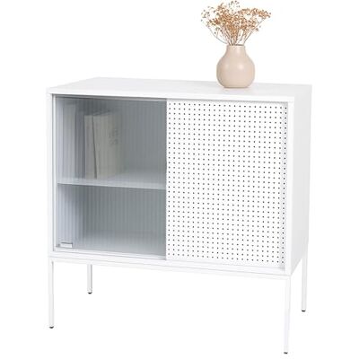 Mendler Kommode HWC-O90 85x80x45cm Metall weiß Schrank, Sideboard, Highboard, Industrial, Staufächer, Schiebetüren Mendler Kommode HWC-O90 85x80x45cm Metall weiß Schrank, Sideboard, Highboard, Industrial, Staufächer, Schiebetüren